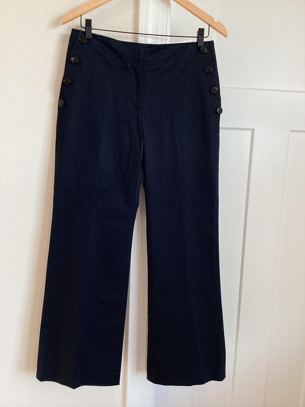 LOFT Julie Curvy Button Pocket Stretch Trouser Pants 6 Petite NEW Navy Blue